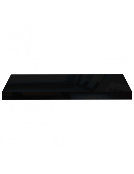 Scaffali a Parete 2 pz Nero Lucido 60x23,5x3,8 cm in MDF