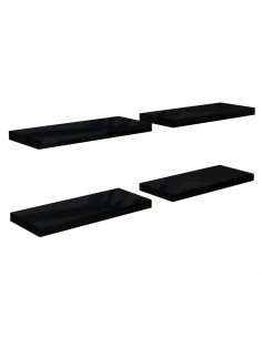 Scaffali a Parete 4 pz Nero Lucido 60x23,5x3,8 cm in MDF 2
