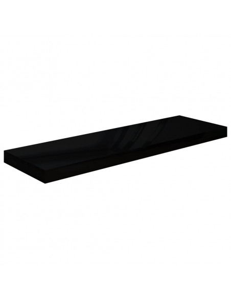 Scaffale a Parete Nero Lucido 80x23,5x3,8 cm in MDF