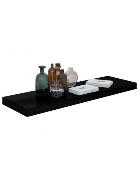 Scaffale a Parete Nero Lucido 80x23,5x3,8 cm in MDF