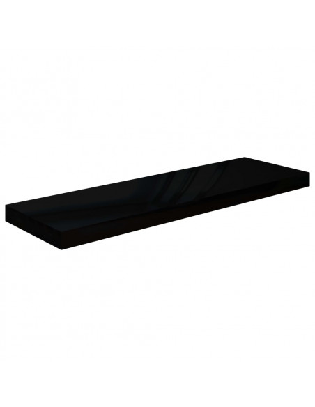 Scaffali a Parete 2 pz Nero Lucido 80x23,5x3,8 cm in MDF
