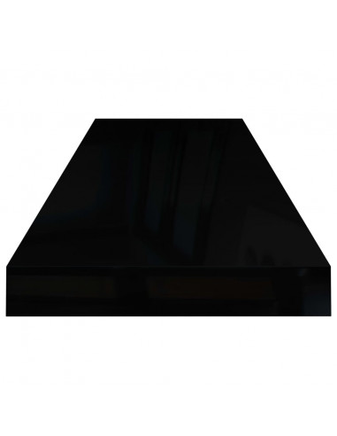 Scaffali a Parete 2 pz Nero Lucido 80x23,5x3,8 cm in MDF