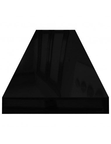 Scaffale a Parete Nero Lucido 120x23,5x3,8 cm in MDF