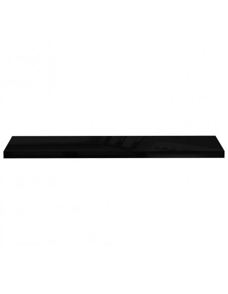 Scaffali a Parete 2 pz Nero Lucido 120x23,5x3,8 cm in MDF