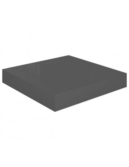 Scaffali a Parete 2 pz Grigio Lucido 23x23,5x3,8 cm in MDF