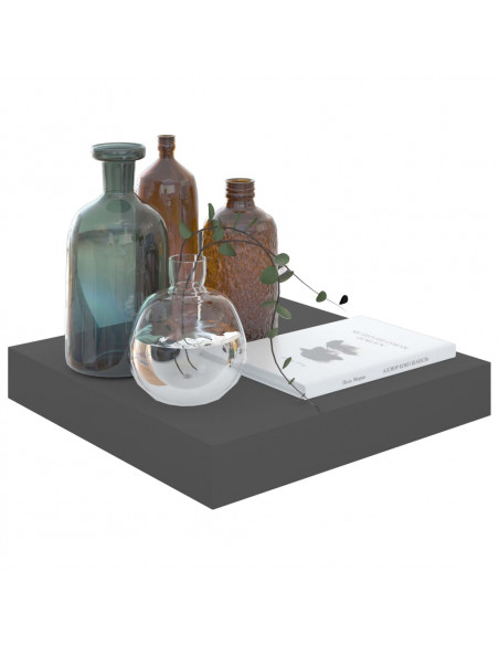 Scaffali a Parete 2 pz Grigio Lucido 23x23,5x3,8 cm in MDF