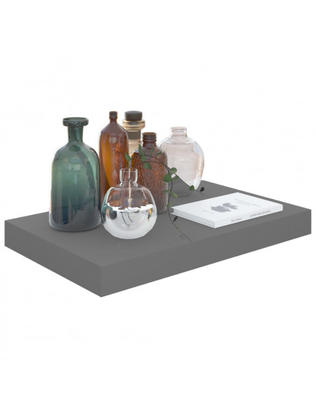 Scaffale a Parete Grigio Lucido 40x23x3,8 cm in MDF