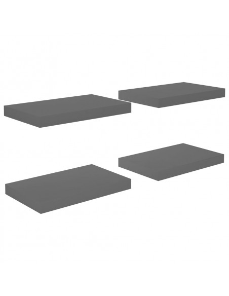Scaffali a Parete 4 pz Grigio Lucido 40x23x3,8 cm in MDF