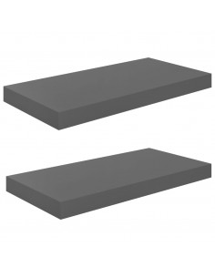 Scaffali a Parete 2 pz Grigio Lucido 50x23x3,8 cm in MDF 2