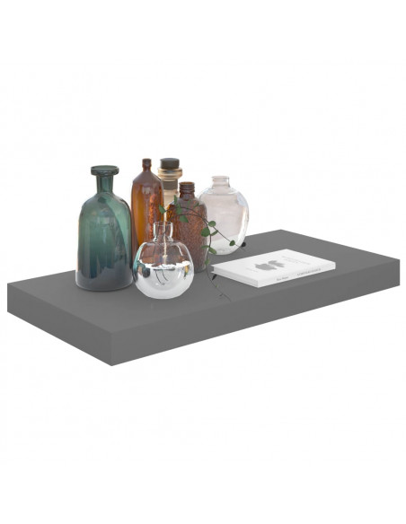 Scaffali a Parete 2 pz Grigio Lucido 50x23x3,8 cm in MDF