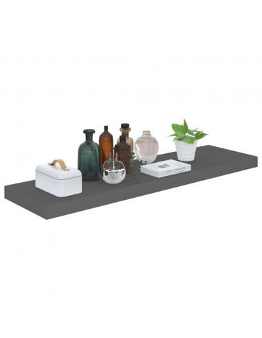 Scaffale a Parete Grigio Lucido 90x23,5x3,8 cm in MDF