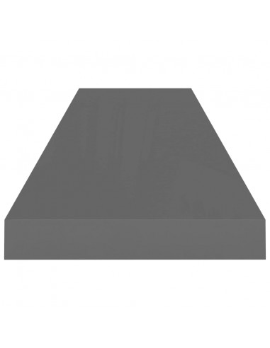 Scaffali a Parete 2 pz Grigio Lucido 90x23,5x3,8 cm in MDF