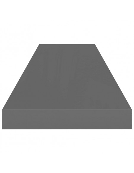 Scaffali a Parete 2 pz Grigio Lucido 90x23,5x3,8 cm in MDF