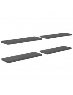 Scaffali a Parete 4 pz Grigio Lucido 120x23,5x3,8 cm in MDF 2
