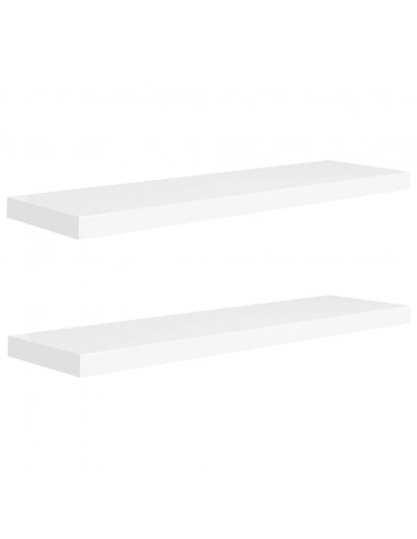 Scaffali a Parete 2 pz Bianchi 90x23,5x3,8 cm in MDF