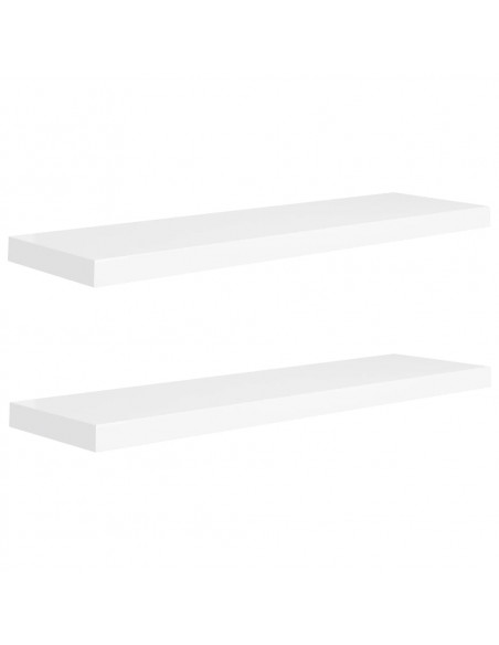 Scaffali a Parete 2 pz Bianchi 90x23,5x3,8 cm in MDF