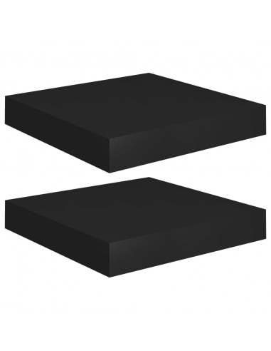 Scaffali a Parete 2 pz Neri 23x23,5x3,8 cm in MDF