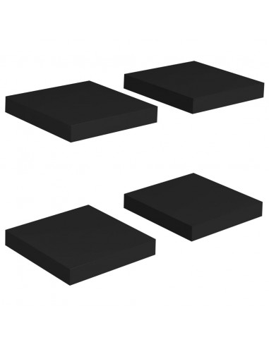 Scaffali a Parete 4 pz Neri 23x23,5x3,8 cm in MDF