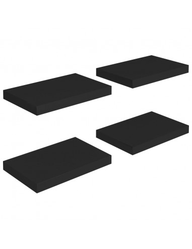 Scaffali a Parete 4 pz Neri 40x23x3,8 cm in MDF