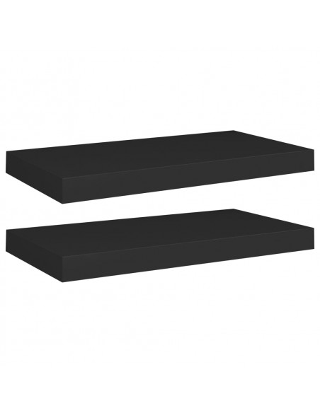 Scaffali a Parete 2 pz Neri 50x23x3,8 cm in MDF