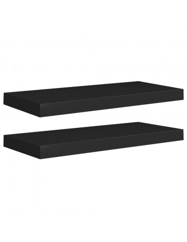 Scaffali a Parete 2 pz Neri 60x23,5x3,8 cm in MDF