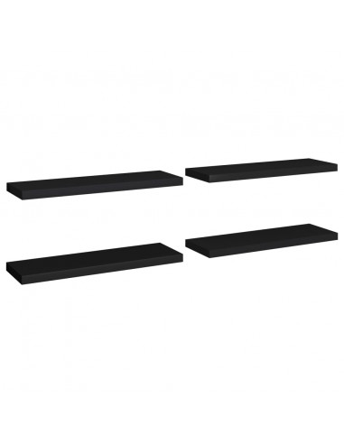 Scaffali a Parete 4 pz Neri 80x23,5x3,8 cm in MDF