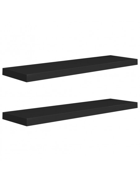 Scaffali a Parete 2 pz Neri 90x23,5x3,8 cm in MDF