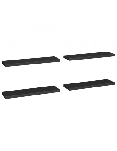 Scaffali a Parete 4 pz Neri 90x23,5x3,8 cm in MDF