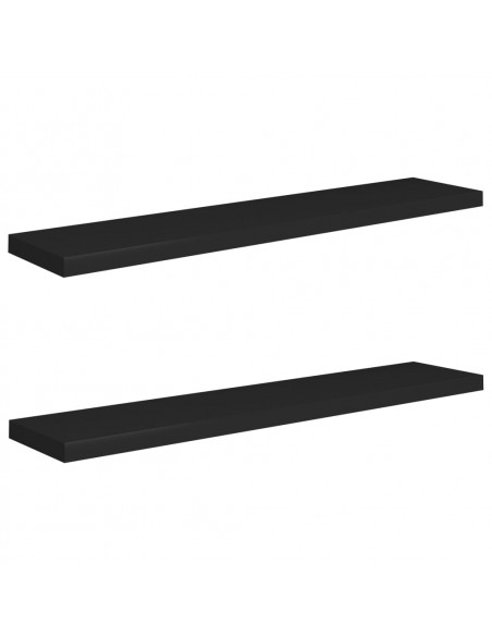 Scaffali a Parete 2 pz Neri 120x23,5x3,8 cm in MDF