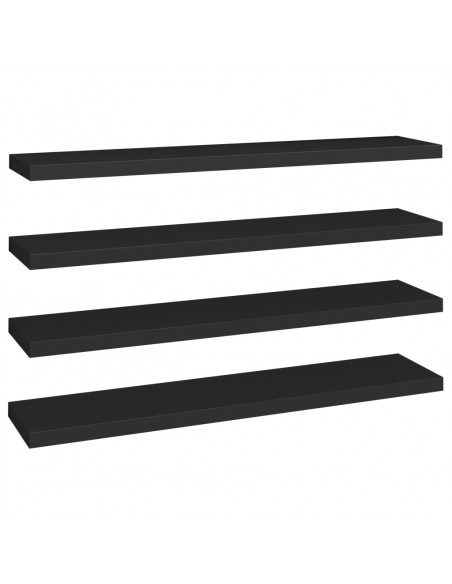 Scaffali a Parete 4 pz Neri 120x23,5x3,8 cm in MDF