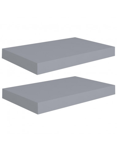 Scaffali a Parete 2 pz Grigi 40x23x3,8 cm in MDF