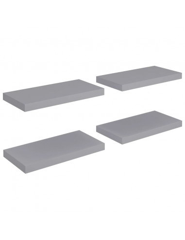 Scaffali a Parete 4 pz Grigi 50x23x3,8 cm in MDF