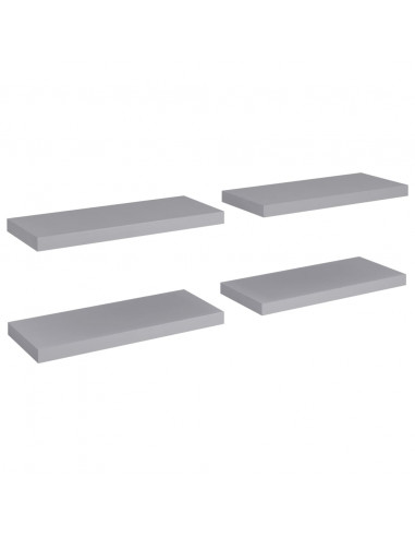 Scaffali a Parete 4 pz Grigi 60x23,5x3,8 cm in MDF