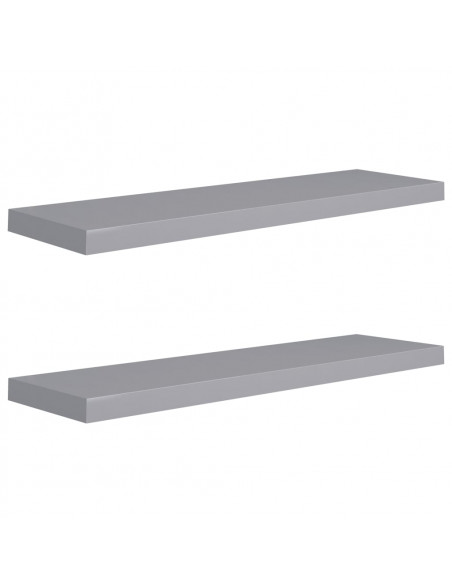 Scaffali a Parete 2 pz Grigi 90x23,5x3,8 cm in MDF