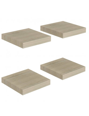 Scaffali a Parete 4 pz Rovere 23x23,5x3,8 cm in MDF