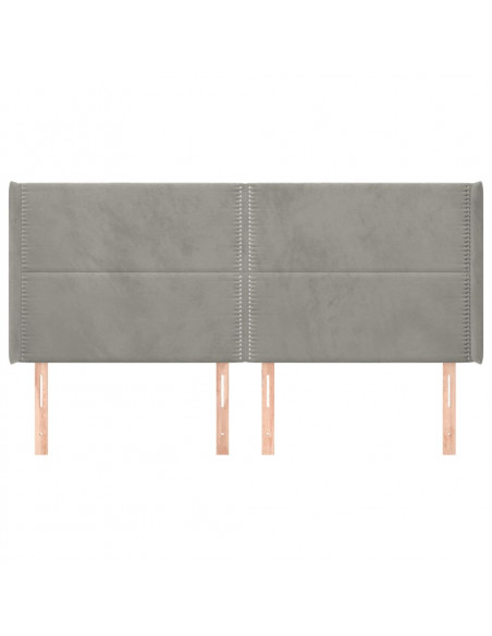 Testiera ad Orecchio Grigio Chiaro 183x16x118/128 cm in Velluto