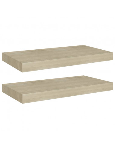 Scaffali a Parete 2 pz Rovere 50x23x3,8 cm in MDF