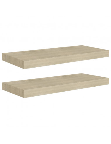 Scaffali a Parete 2 pz Rovere 60x23,5x3,8 cm in MDF