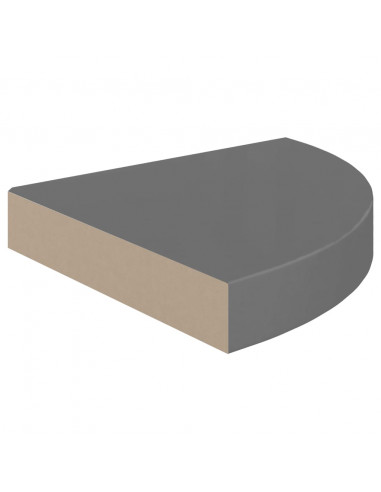 Scaffali Angolari a Parete 2 pz Grigio Lucido 25x25x3,8 cm MDF