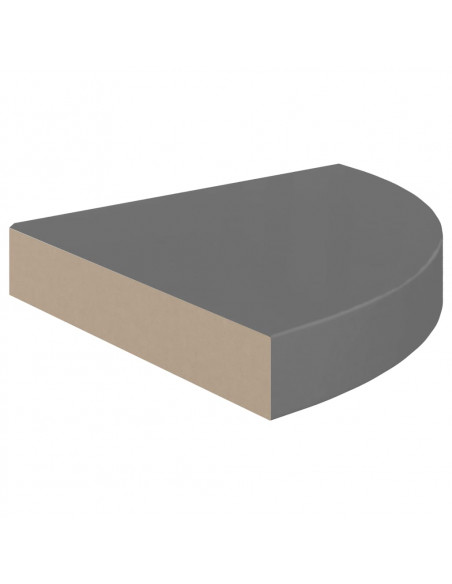 Scaffali Angolari a Parete 2 pz Grigio Lucido 25x25x3,8 cm MDF