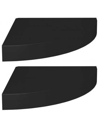 Scaffali Angolari a Parete 2 pz Neri 25x25x3,8 cm in MDF