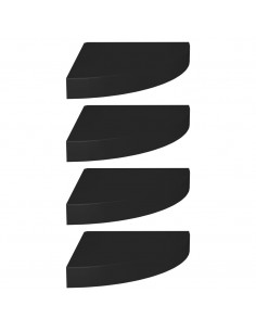 Scaffali Angolari a Parete 4 pz Neri 25x25x3,8 cm in MDF 2