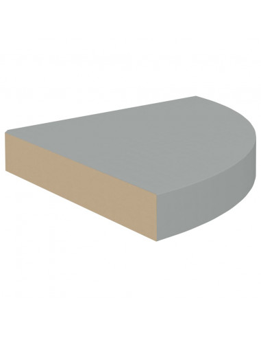 Scaffale Angolare a Parete Grigio 25x25x3,8 cm in MDF