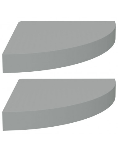 Scaffali Angolari a Parete 2 pz Grigi 25x25x3,8 cm in MDF