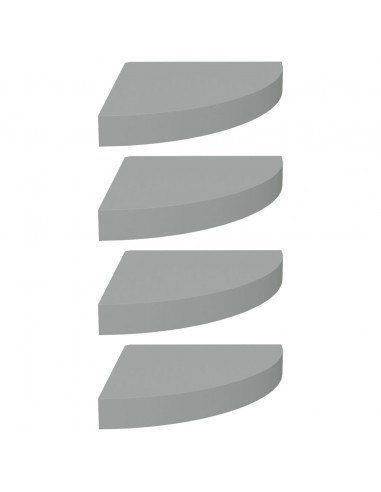 Scaffali Angolari a Parete 4 pz Grigi 25x25x3,8 cm in MDF