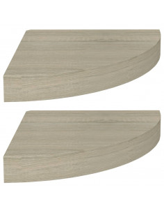 Scaffali Angolari a Parete 2 pz Rovere 25x25x3,8 cm in MDF 2