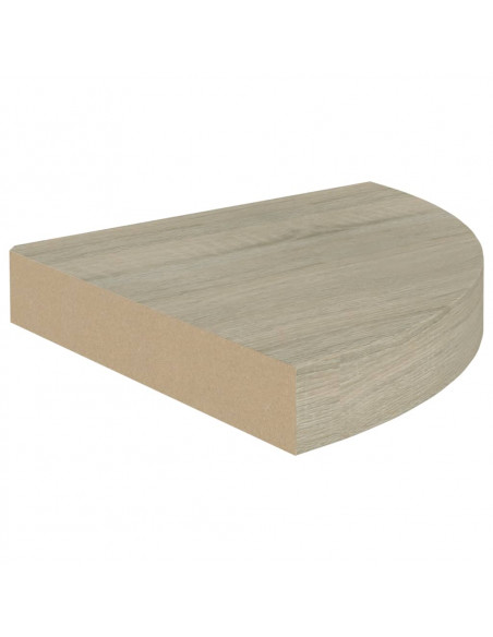 Scaffali Angolari a Parete 2 pz Rovere 25x25x3,8 cm in MDF