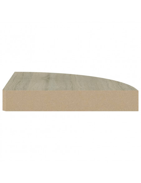 Scaffali Angolari a Parete 2 pz Rovere 25x25x3,8 cm in MDF