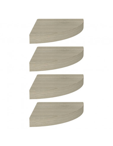 Scaffali Angolari a Parete 4 pz Rovere 25x25x3,8 cm in MDF