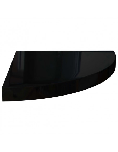 Scaffale Angolare a Parete Nero Lucido 35x35x3,8 cm in MDF